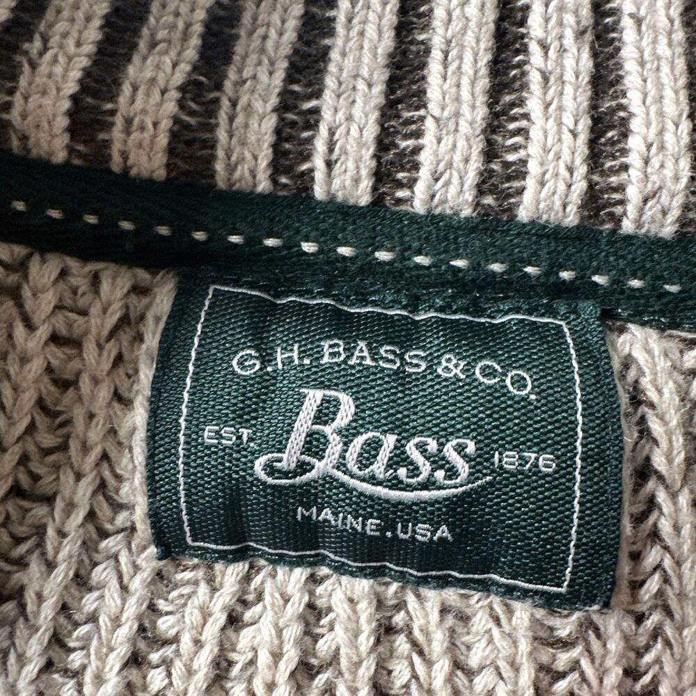 Bass Men’s Large Quarter Zip Pullover Sweater Beige Rib Knit - Picture 14 of 16